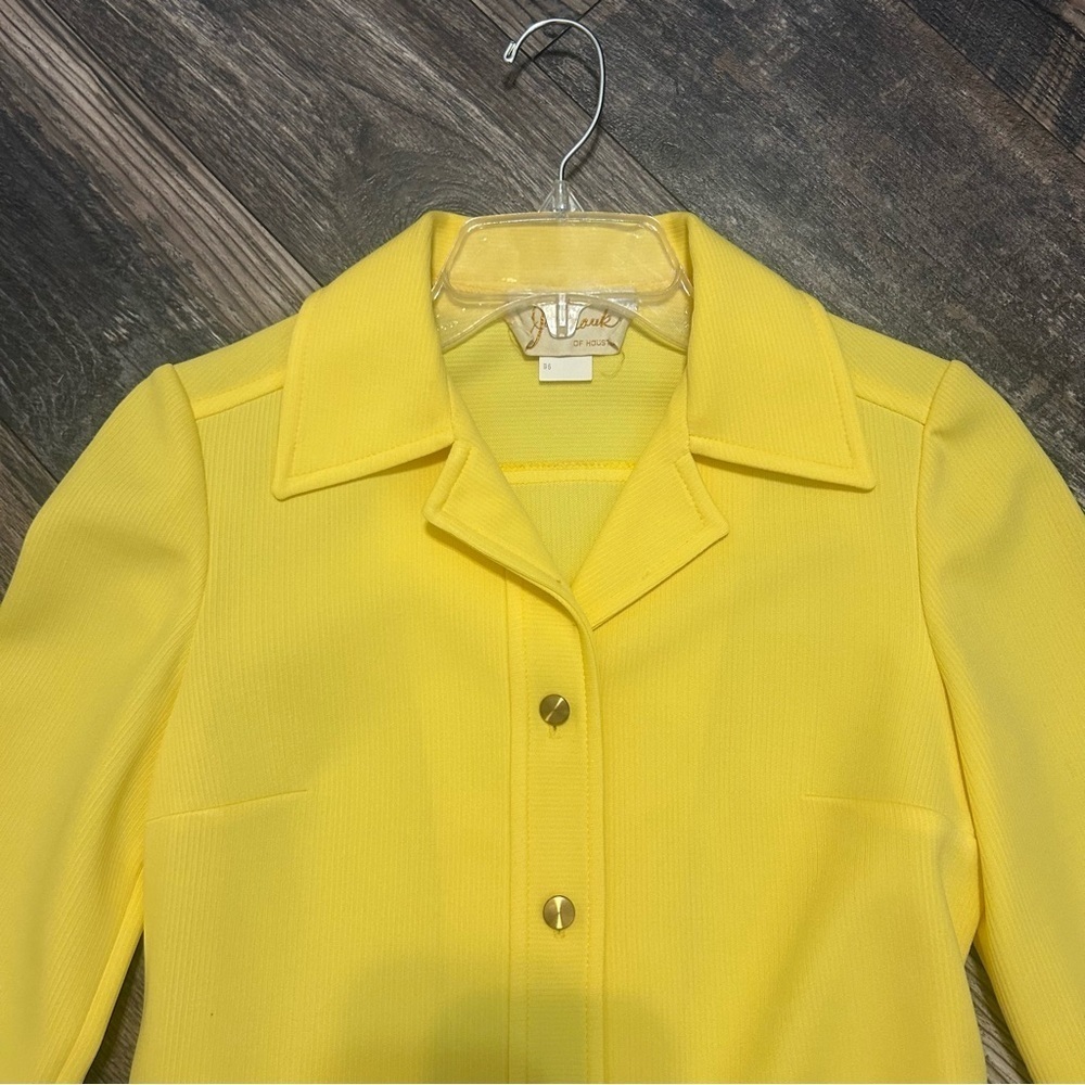 Yellow Vintage 60/70s Polyester Jacket Gold Buttons Pockets Retro - Picture 4 of 10